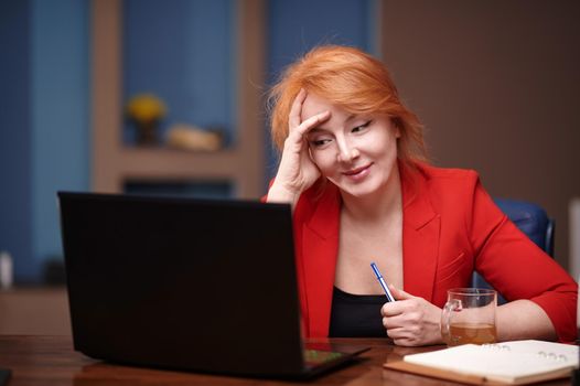 Businesswoman having video call at the office