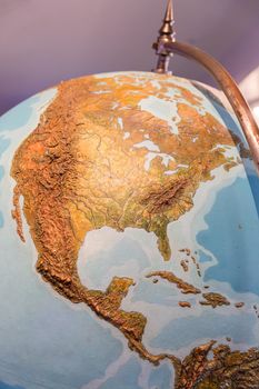 Real looking Earth map. North America in the center. Globe is accurate and right