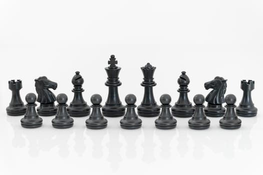 Chess game. Black chess pieces on white background