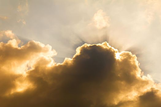 Sunset with fluffy clouds in the twilight sky,Sunlight with dramatic cloud