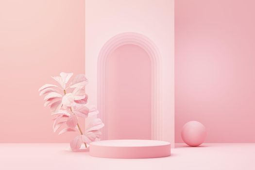 3d render abstract display podium platform for  product presentation and advertising. Minimal scene backdrop with clean design. Vacant pedestal for mock up. Empty stage with pastel color for cosmetic.