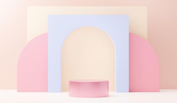 3d render abstract display podium platform for  product presentation and advertising. Minimal scene backdrop with clean design. Vacant pedestal for mock up. Empty stage with pastel color for cosmetic.