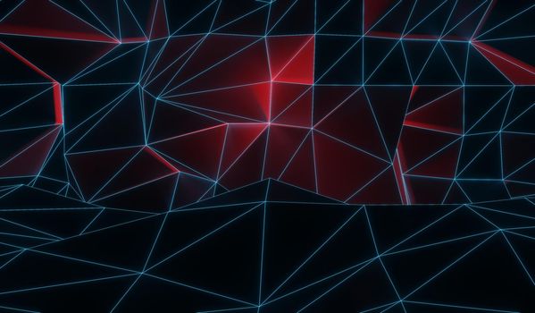 3d render of RGB neon light on darkness background. Abstract Laser lines show at night. Ultraviolet spectrum beam scene for mock up and web banner.