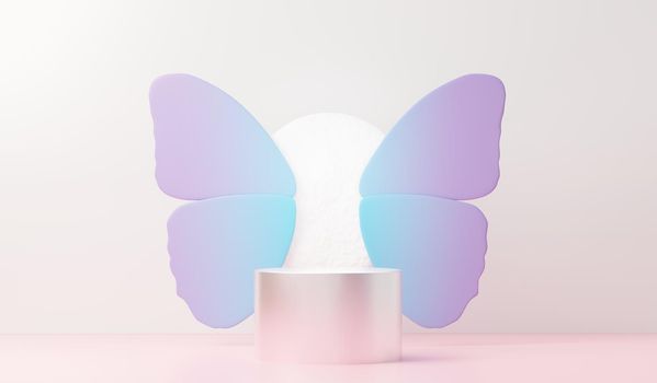 3d render abstract display podium platform for  product presentation and advertising. Minimal scene backdrop with clean design. Vacant pedestal for mock up. Empty stage with pastel color for cosmetic.