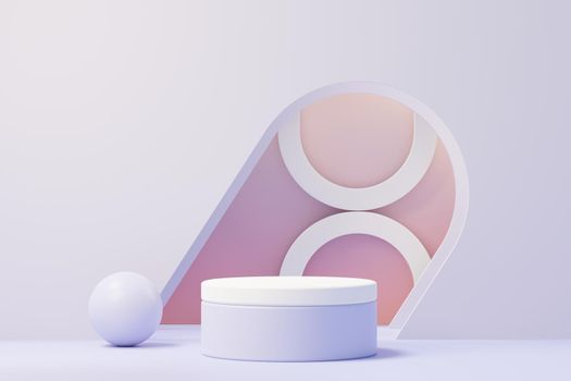 3d render of Beauty podium with Very Peri color of the year 2022 design for product presentation and advertising. Minimal pastel sky and Dreamy land scene. Romance concept.