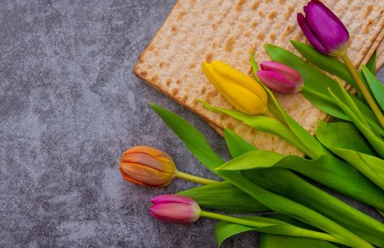 Jewish holiday of Pesach traditional celebration kosher matzah bread for the ceremony ritual blessings on Passover