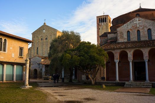 Torcello, Italy - January, 06: View of the Cathedral of Santa Maria Assunta and Santa Fosca in Torcello on January 06, 2022