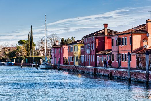 Mazzorbo, Italy - January, 06: View of the Colorful houses of Mazzorbo on January 06, 2022