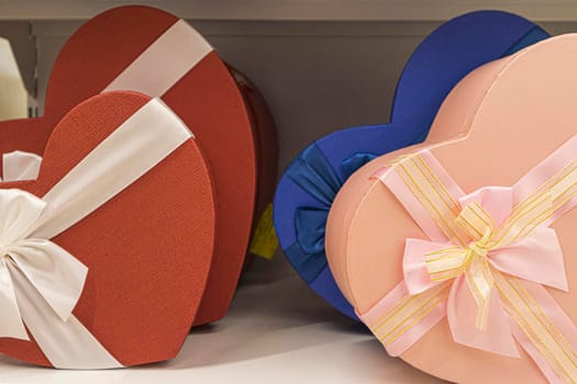 holiday boxes in the form of a heart close-up. photo