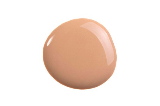 Makeup foundation, tone cream smear smudge swatch isolated on white background. Nude cosmetic BB cream sample. Beige liquid powder, concealer drop. Cosmetic liquid foundation, concealer or moisturizer