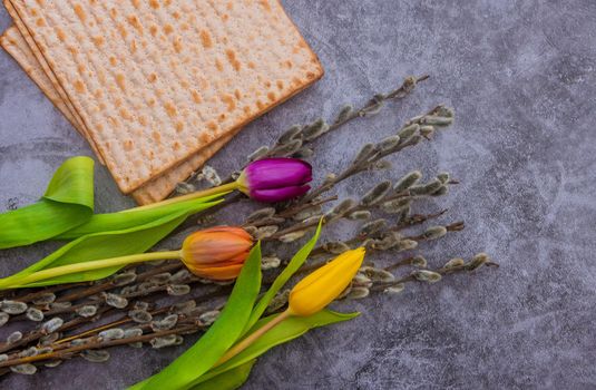 Pesach traditional celebration Jewish holiday of kosher matzah bread for the ceremony ritual blessings on Passover