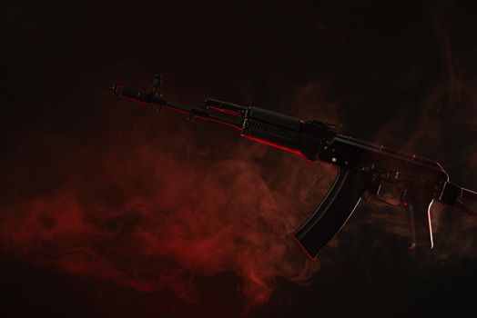 the kalashnikov assault rifle in smoke