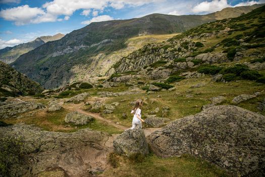 A girl hiking in the mountain