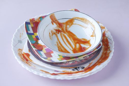 Empty plate after eating on table ,