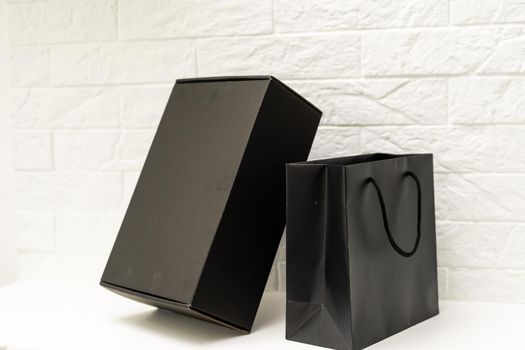 black gift box on white background