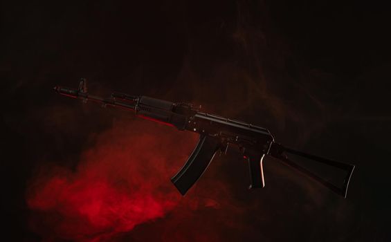 the kalashnikov assault rifle in smoke