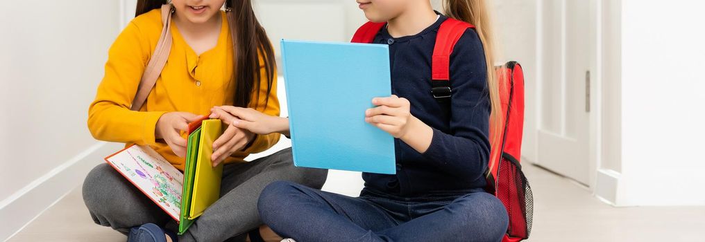 Two pupils of elementary school, Back to school