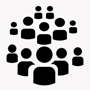 Illustration of a crowd of people icon silhouettes . A social icon. Flat style design. A network of user groups. The group of the corporate team.