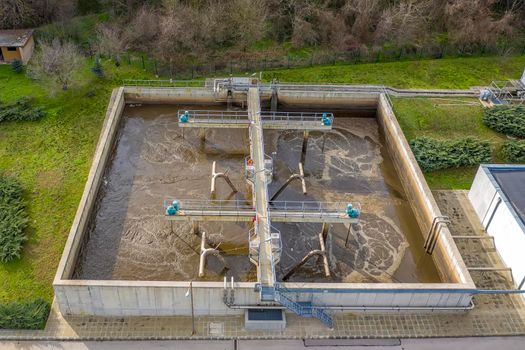 Aerial view of the treatment plant. Water purification.