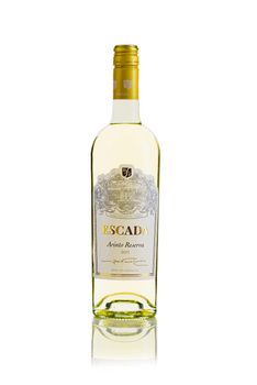 Tallinn, Estonia, march 2022. Escada white wine produced in Portugal. White wine bottle isolated on white. Fine portugal wine