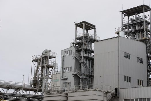 Industrial zone. metal buildings of the sunflower oil plant.