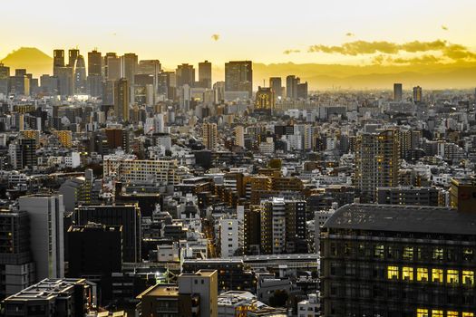 Sunset view from Bunkyo Civic Center. Shooting Location: Tokyo metropolitan area