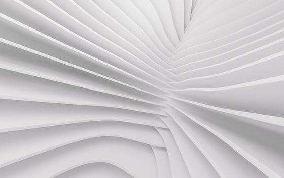 White geometry stripe, minimal background, 3d rendering. Computer digital drawing.