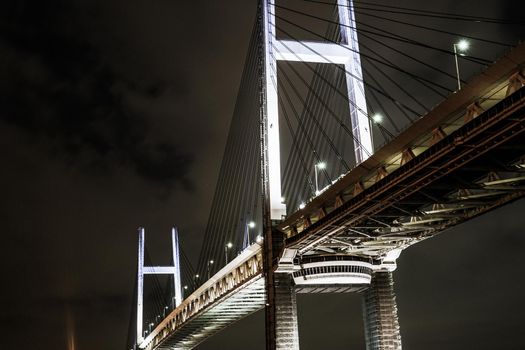 Yokohama Baybridge at night. Shooting Location: Yokohama-city kanagawa prefecture