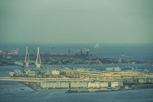 Daikoku Fuji and Expressway and Tsubasa Bridge. Shooting Location: Yokohama-city kanagawa prefecture