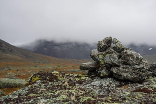 North Russia Khibiny mountains in autumn mountain lake and forest. Murmansk region. photo