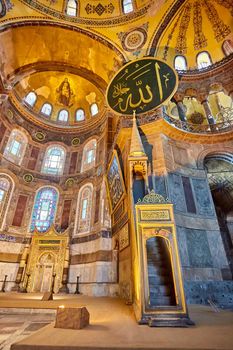 The interior of Hagia Sophia, Ayasofya. Istanbul