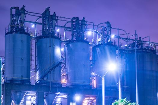 Channel Night Scene in Keihin Industrial Zone. Shooting Location: Kawasaki City, Kanagawa Prefecture