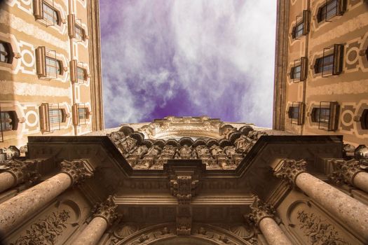 Montserrat monastery facade view from below