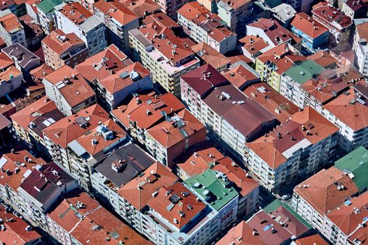 View of the roofs of Istanbul. Retro style. Shooting through glass