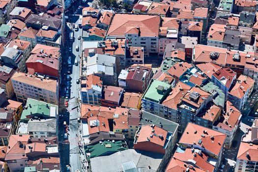 View of the roofs of Istanbul. Retro style. Shooting through glass