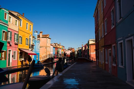 View of the Colorful houses of Burano island, Venice. italy
