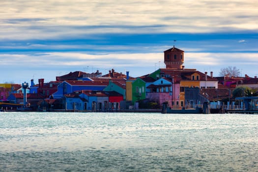 View of the colorful houses of Burano Island - Venice Italy