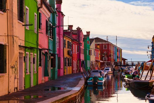 View of the Colorful houses of Burano island, Venice. italy