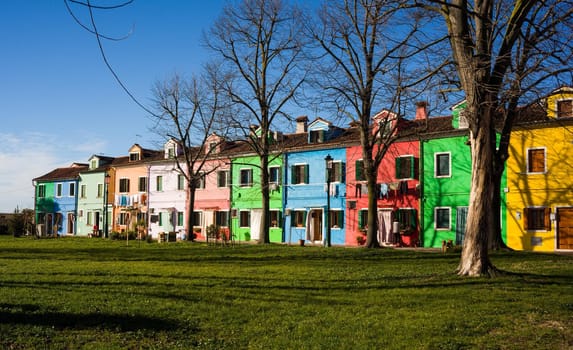 View of the Colorful houses of Burano island, Venice. italy