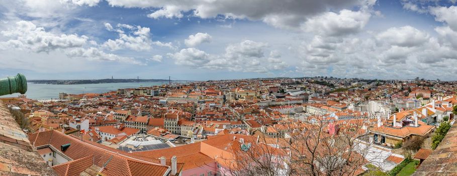 Panoramic view of Lisbon downtown from Castelo Sao Jorge