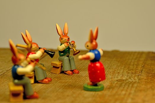 easter bunnies play a concert