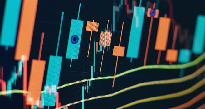 Stock market business graph chart on digital screen.Forex market, Gold market and Crude oil market .