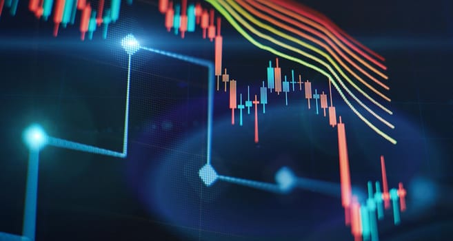 Business graph and stock financial indicator. Stock or business market analysis concept.