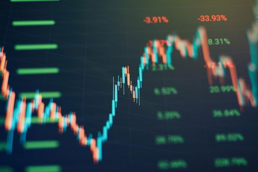 Financial chart with up trend line graph.Stock market investment trading