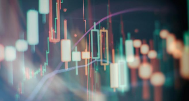 Stock market or forex trading graph and candlestick chart suitable for financial investment concept.