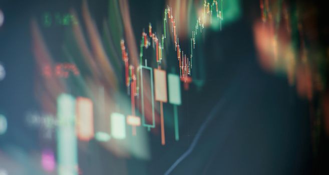 Stock market or forex trading graph and candlestick chart suitable for financial investment concept.