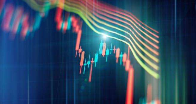 Abstract graphic consisting of blured points , graph and chart . Information concept .