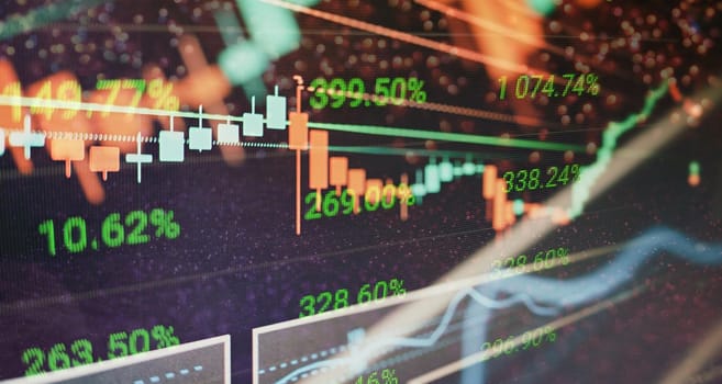 Stock market graph and business . Stock or business market analysis concept.