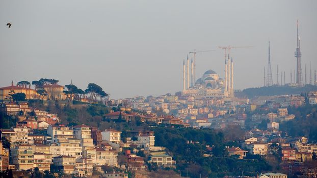 Istanbul Camlica Mosque or Camlica Tepesi Camii under construction. Camlica Mosque is the largest mosque in Asia Minor. Istanbul, Turkey