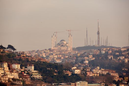 Istanbul Camlica Mosque or Camlica Tepesi Camii under construction. Camlica Mosque is the largest mosque in Asia Minor. Istanbul, Turkey